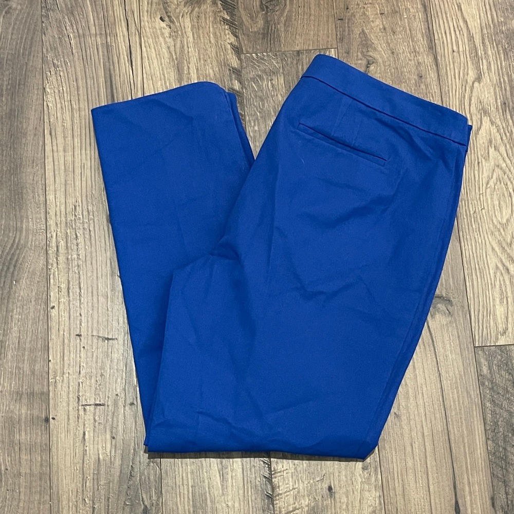 Talbots Chatham Ankle Pants Royal Blue Side Zip Stretch Trousers 14 NEW